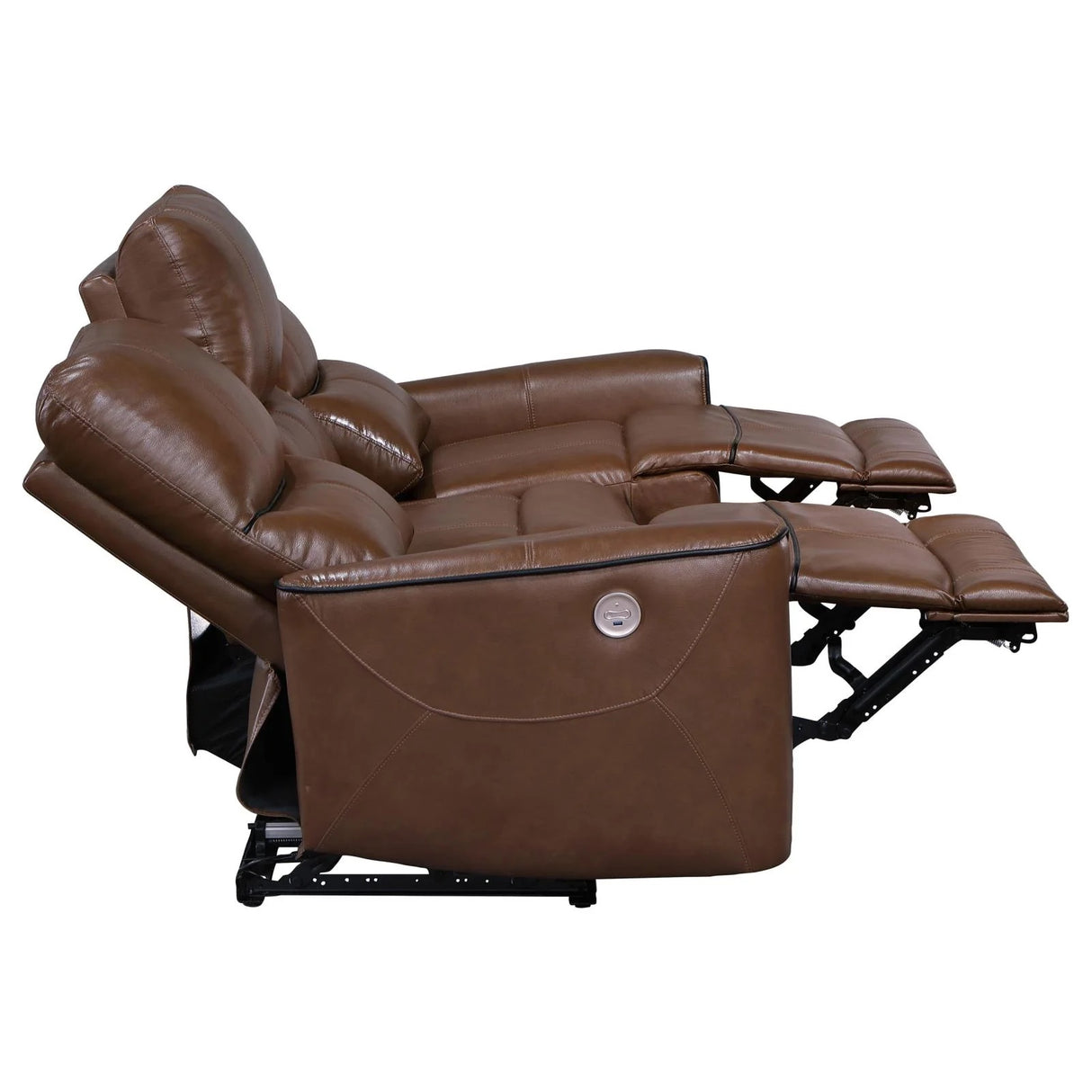 Greenfield Saddle Brown Upholstered Power Reclining Living Room Set
