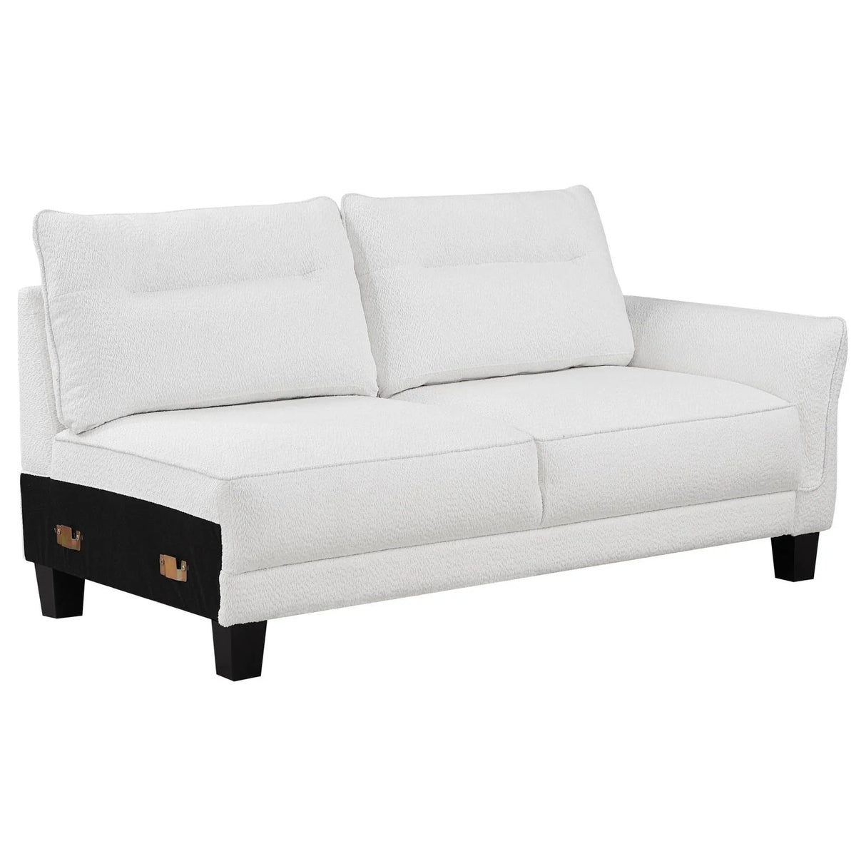 Caspian White and Black Upholstered Curved Arms Sectional Sofa