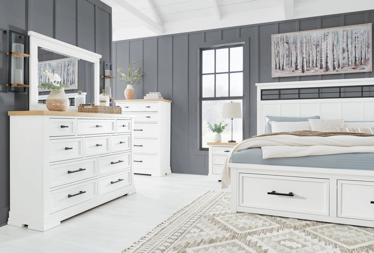 Ashbryn White/Natural Storage Platform Bedroom Set