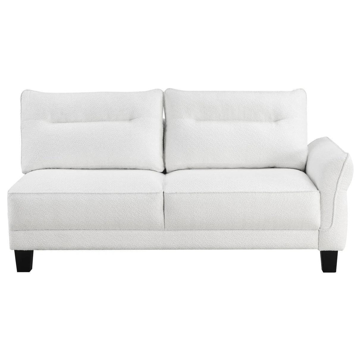 Caspian White and Black Upholstered Curved Arms Sectional Sofa
