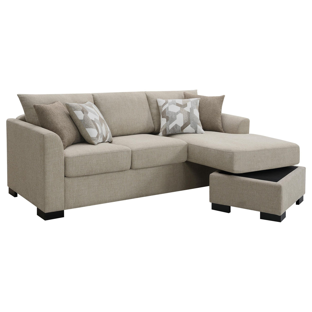 Storey Camel Upholstered Sleeper Sectional Chaise Sofa