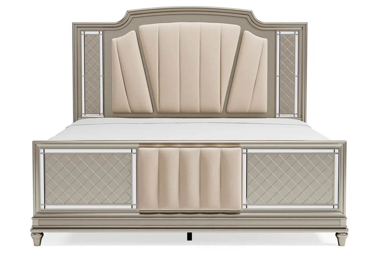 Chevanna Platinum King LED Upholstered Panel Bed