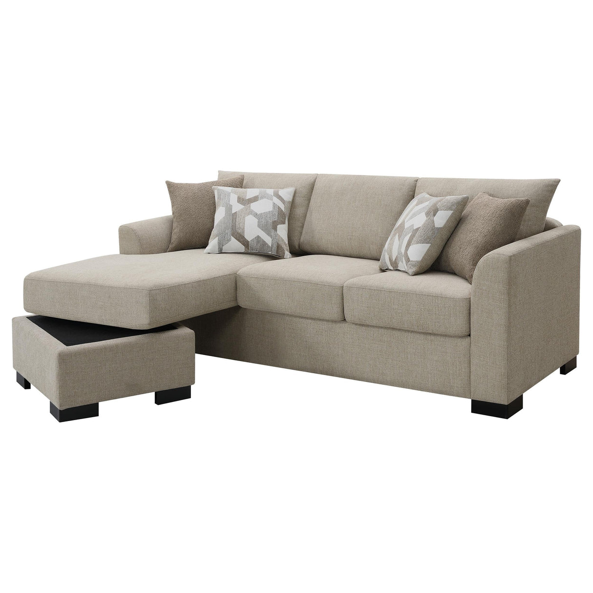 Storey Camel Upholstered Sleeper Sectional Chaise Sofa