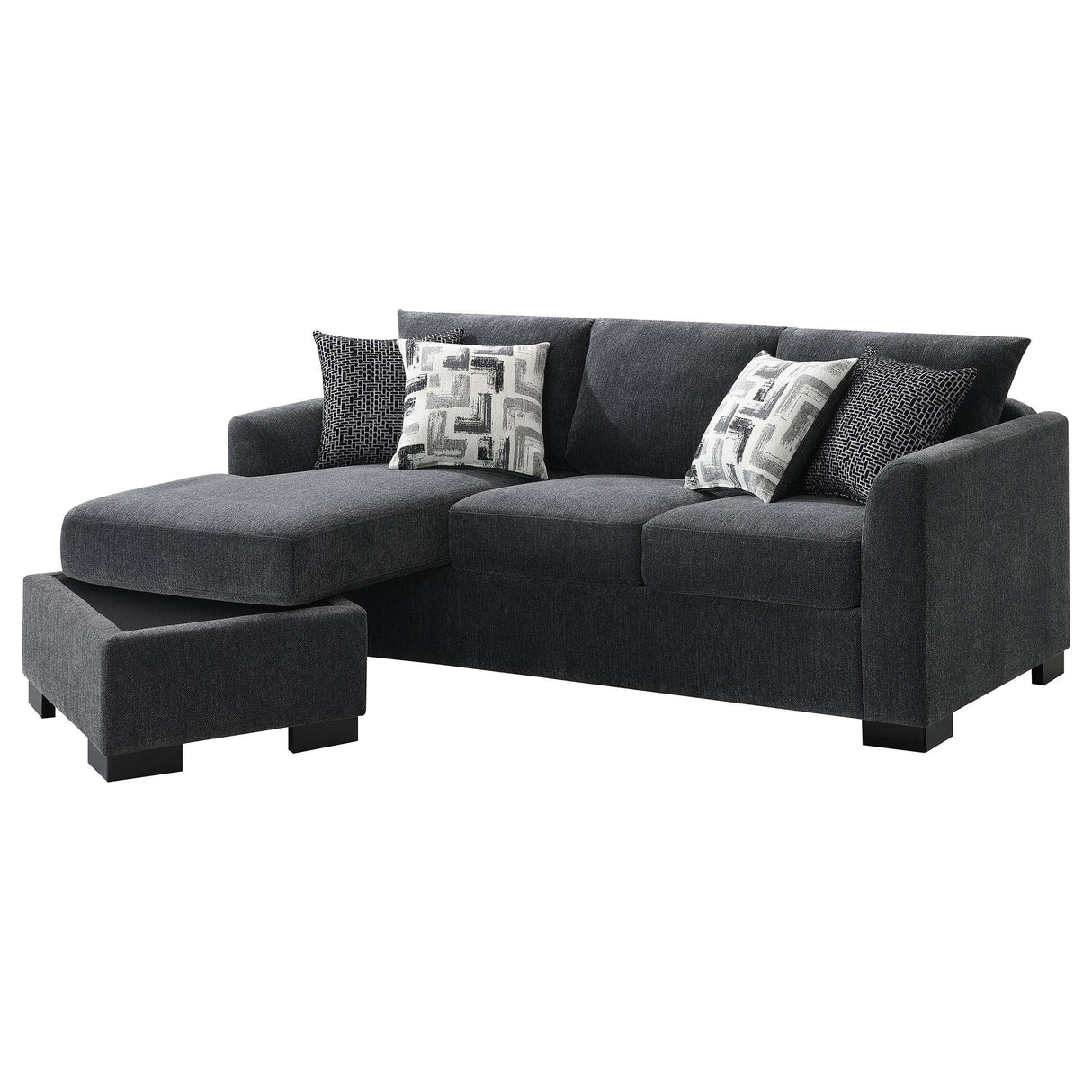 Storey Dark Gray Upholstered Sleeper Sectional Chaise Sofa