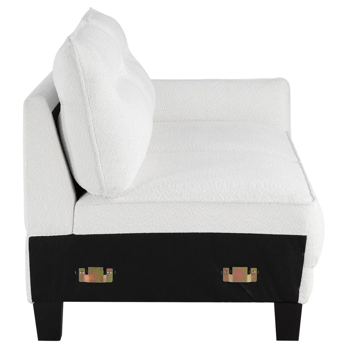 Caspian White and Black Upholstered Curved Arms Sectional Sofa