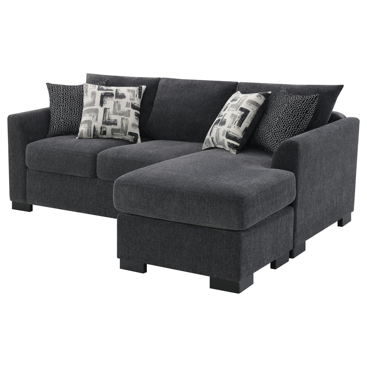 Storey Dark Gray Upholstered Sleeper Sectional Chaise Sofa