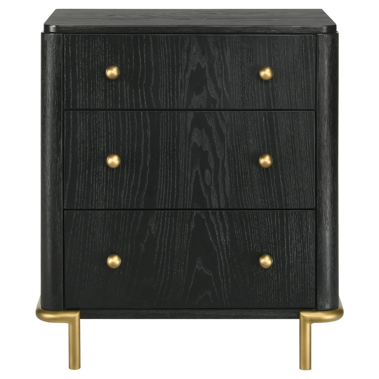 Arini Black 3-Drawer Nightstand