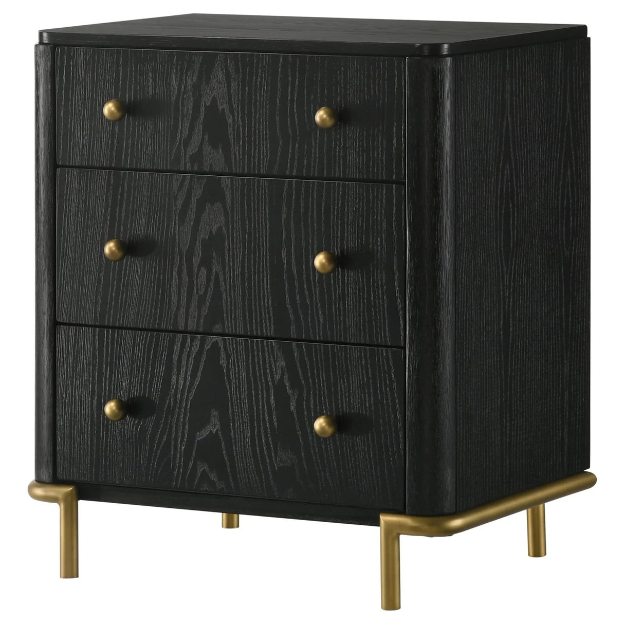 Arini Black 3-Drawer Nightstand