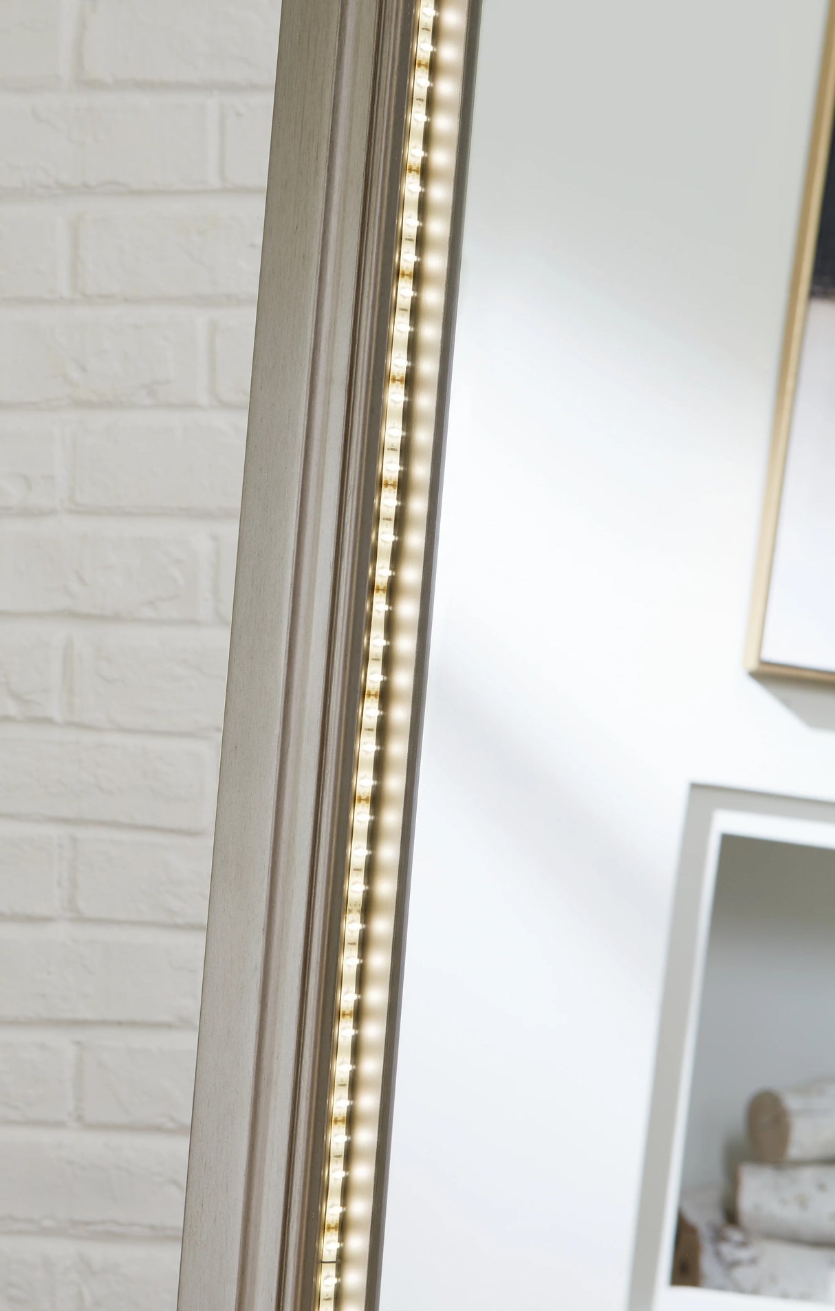 Evesen Champagne Floor Standing Mirror with Storage