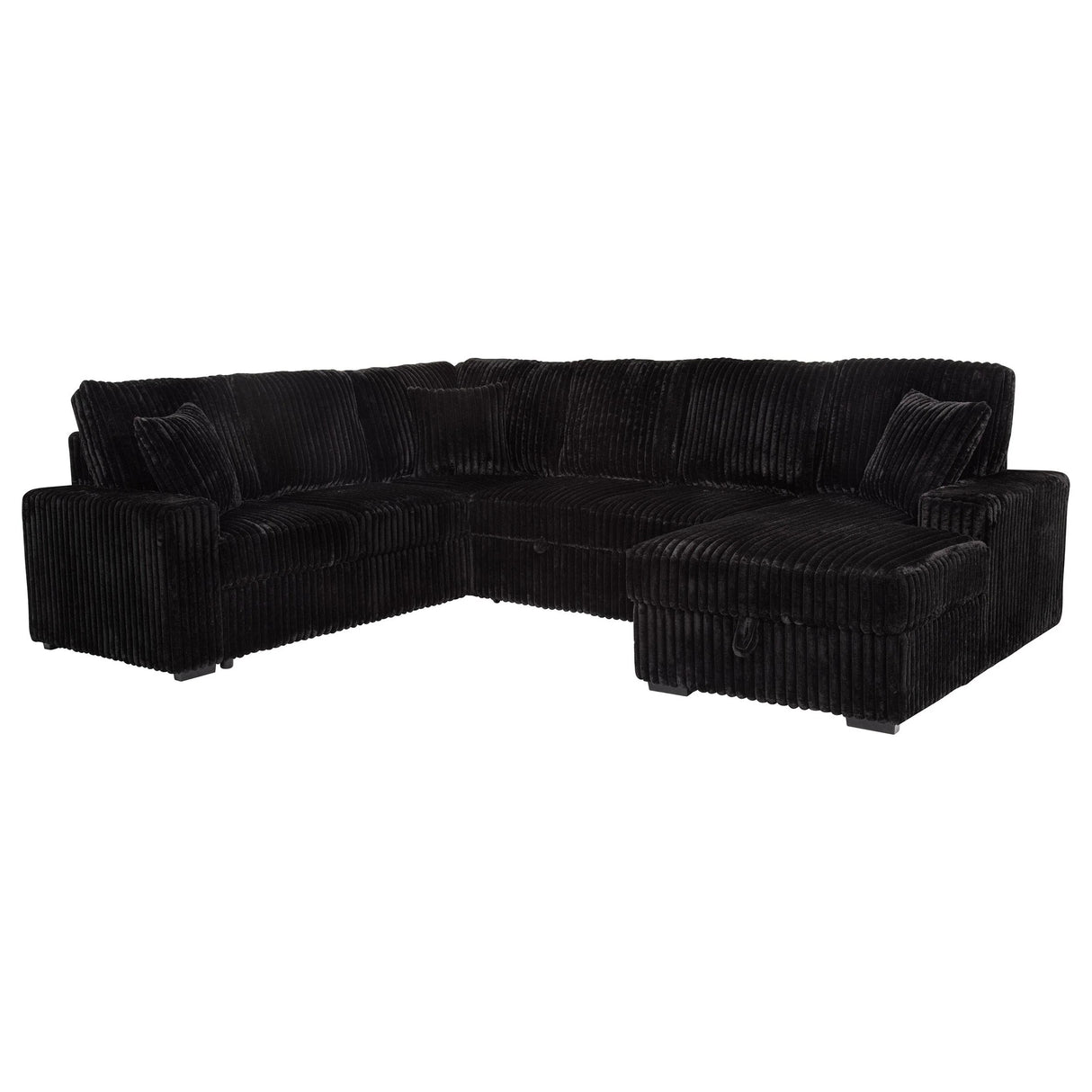 Devonshire Black Sleeper Sectional Sofa with Storage Chaise