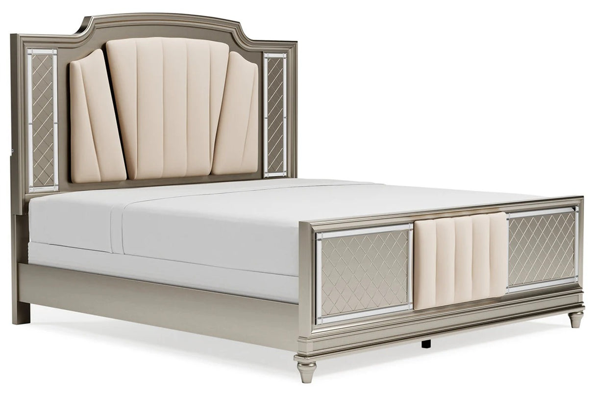 Chevanna Platinum King LED Upholstered Panel Bed