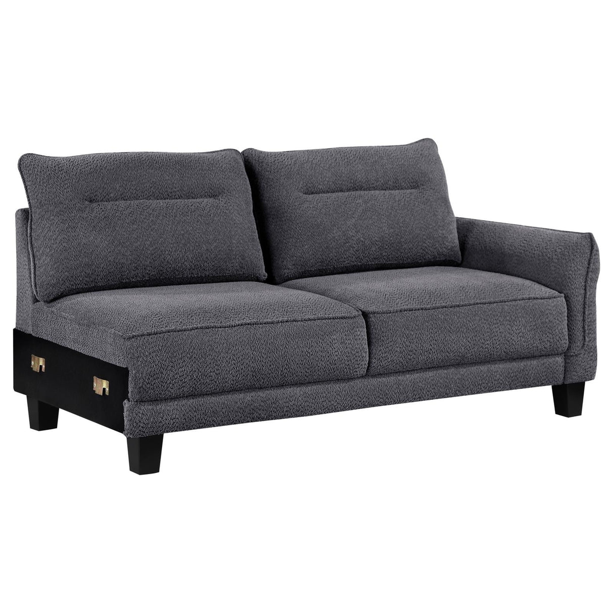 Caspian Gray Upholstered Curved Arms Sectional Sofa