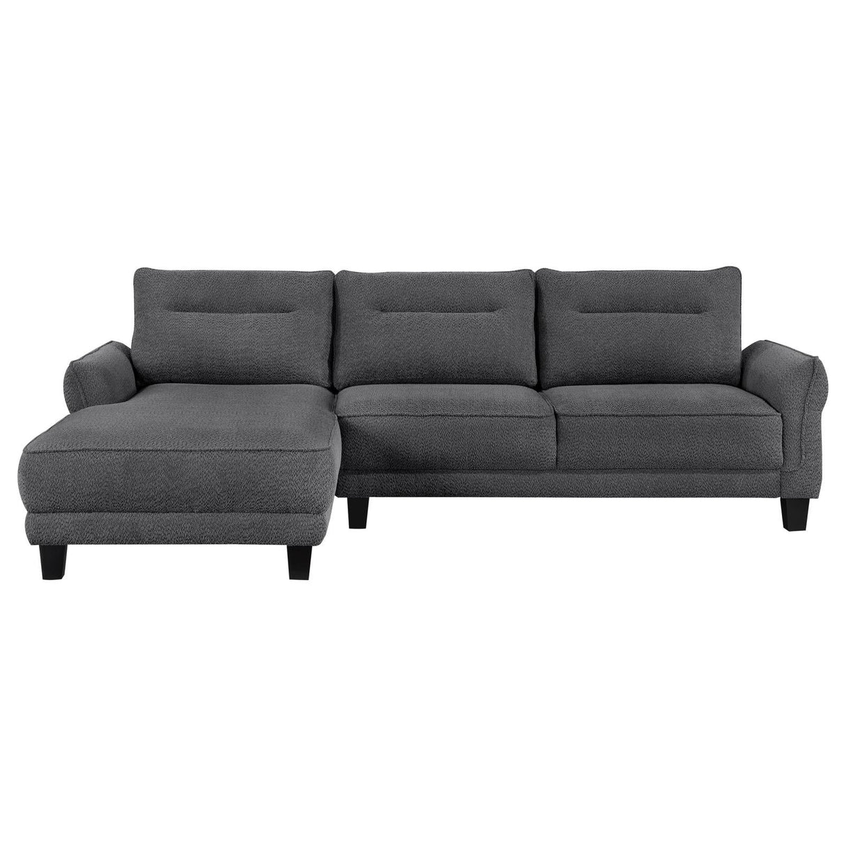 Caspian Gray Upholstered Curved Arms Sectional Sofa