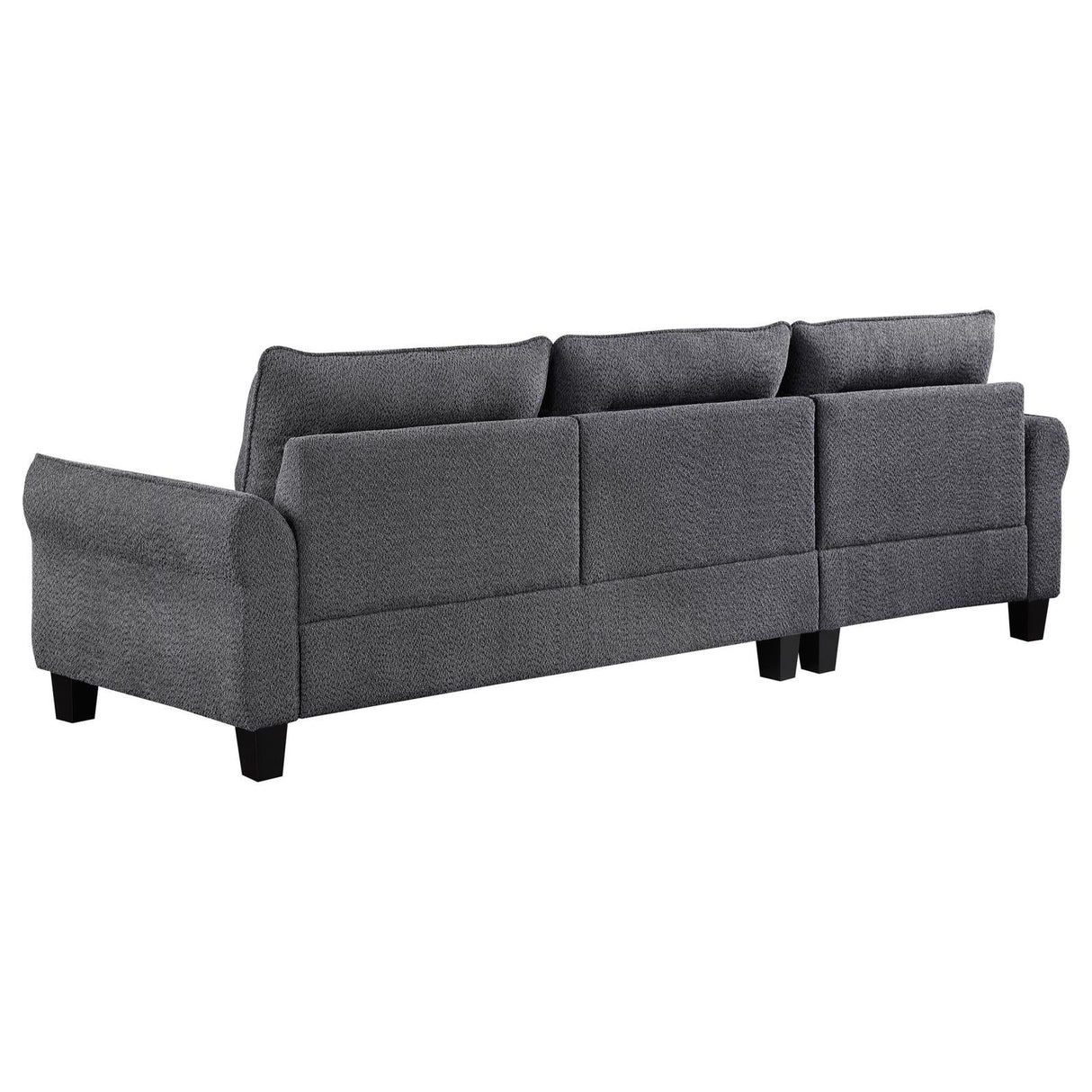 Caspian Gray Upholstered Curved Arms Sectional Sofa