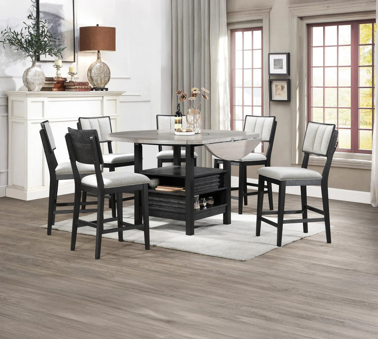 Cline Black/Gray Counter Height Dining Table