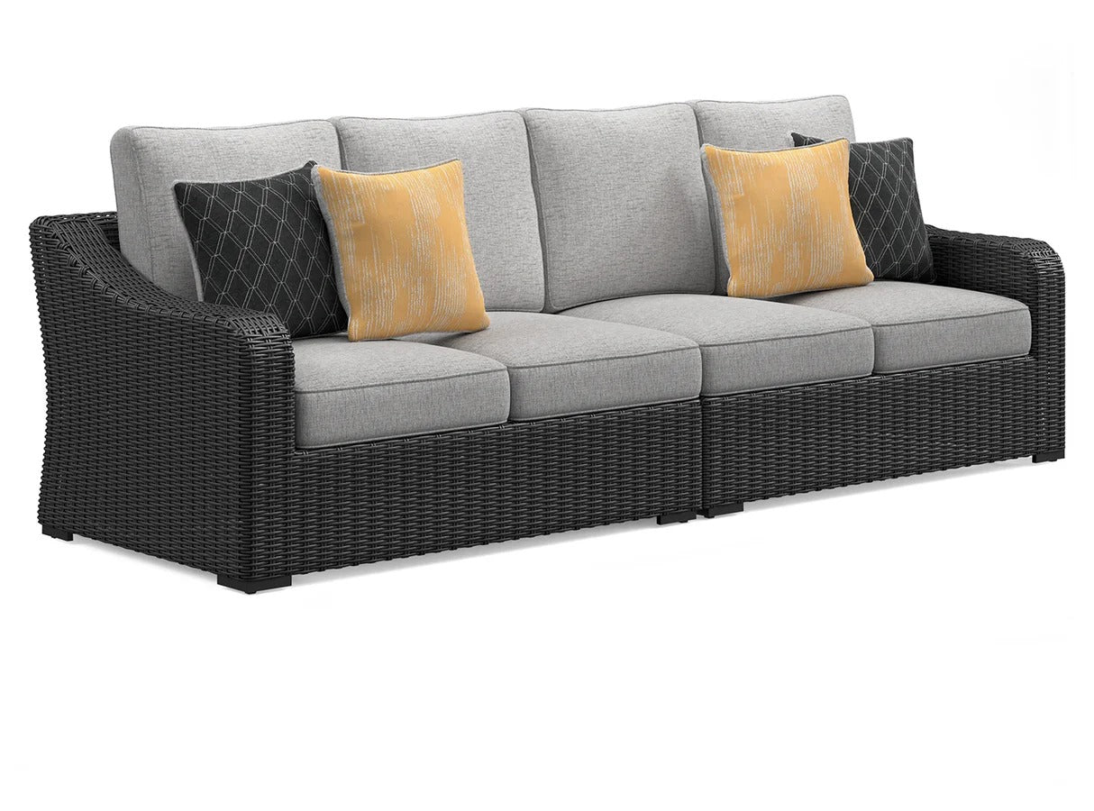 Beachcroft Black/Light Gray 2-Piece Outdoor Sofa with Cushion