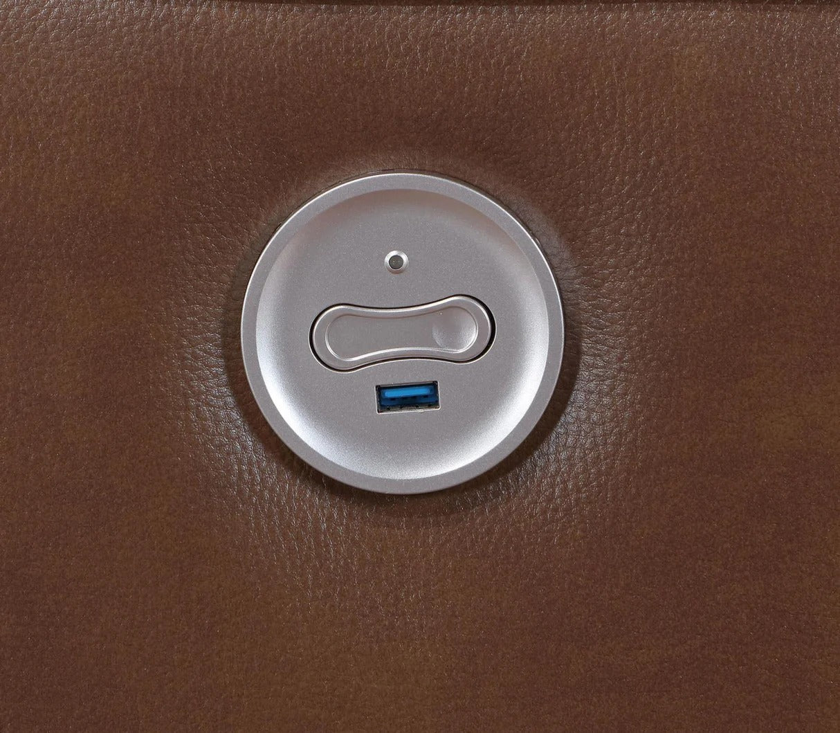 Greenfield Saddle Brown Upholstered Power Reclining Loveseat with Console