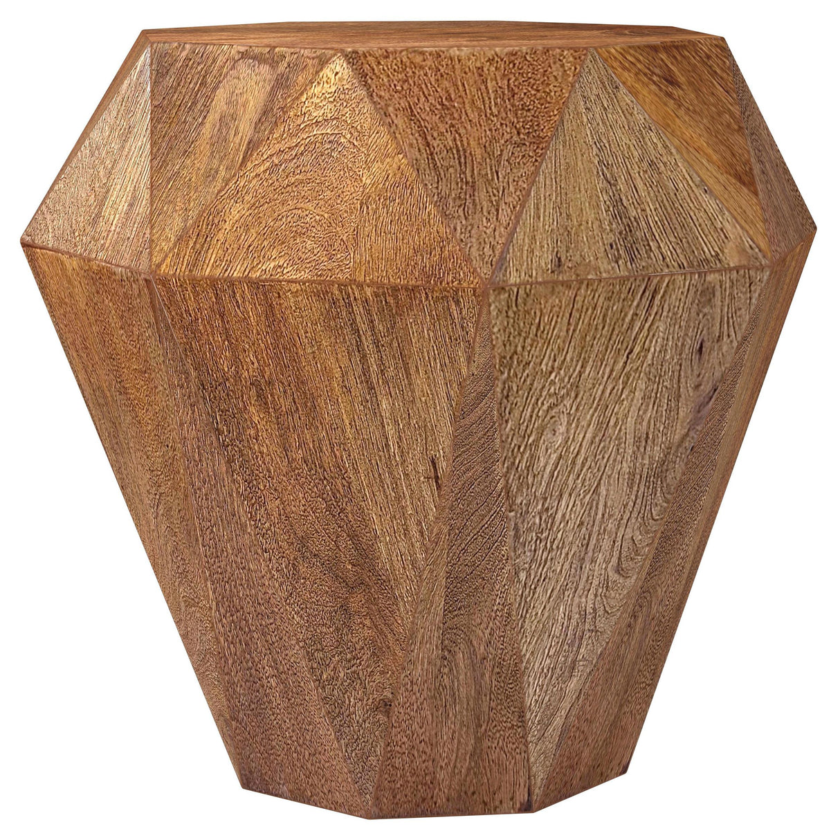 Jacinto Natural Brown Geometric Solid Mango Wood Side Table