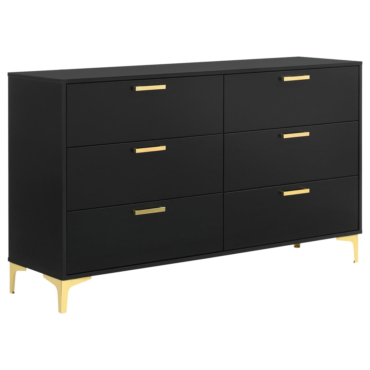 Kendall Black and Gold 6-Drawer Dresser