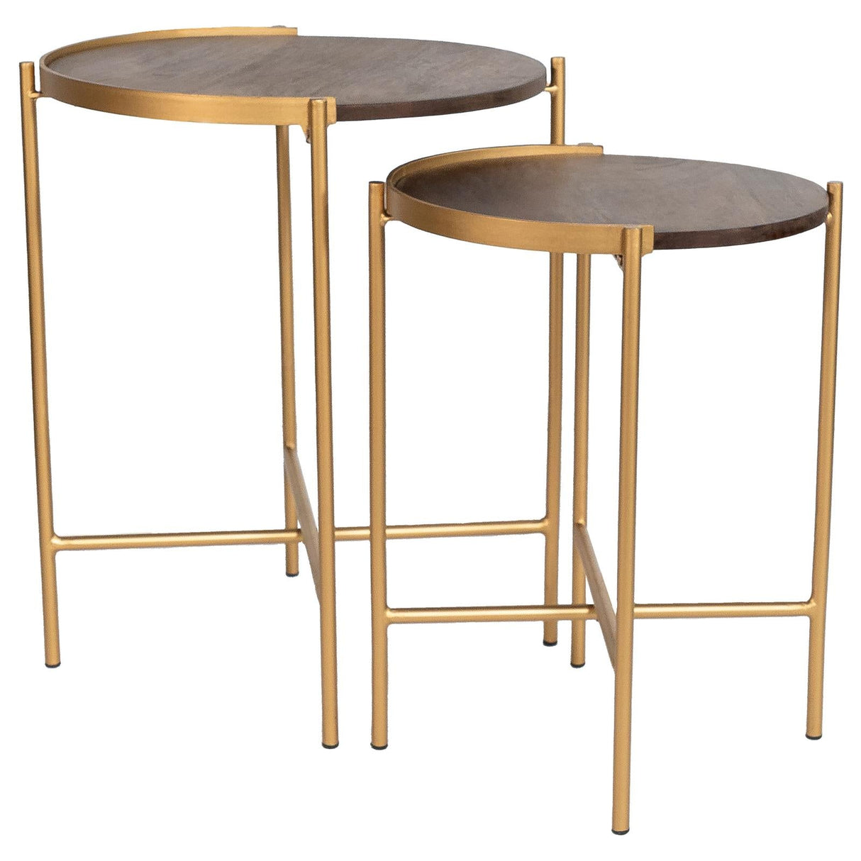 Malka Dark Brown and Gold 2-Piece Round Nesting Table