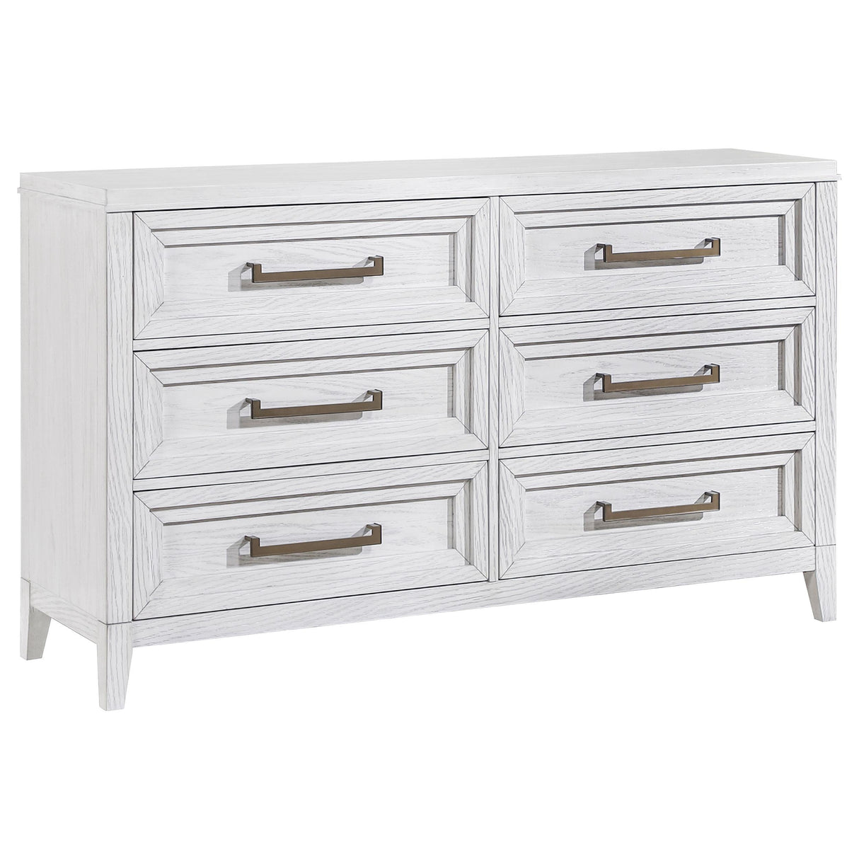Marielle Distressed White 6-Drawer Bedroom Dresser