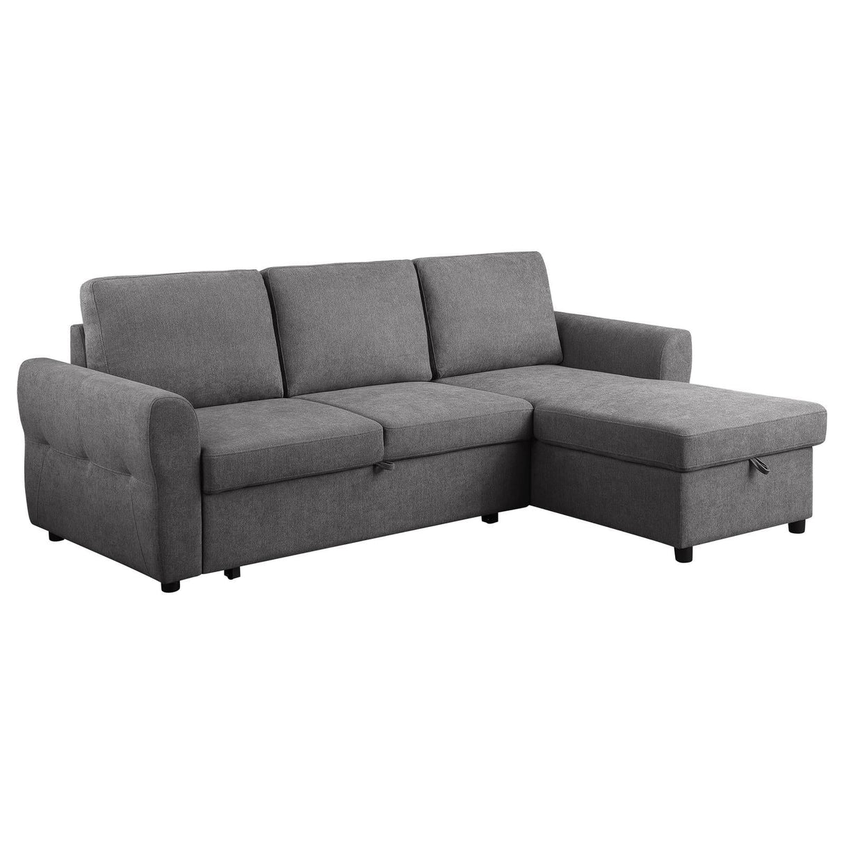 Samantha Gray Upholstered Sleeper Sofa Sectional with Storage Chaise