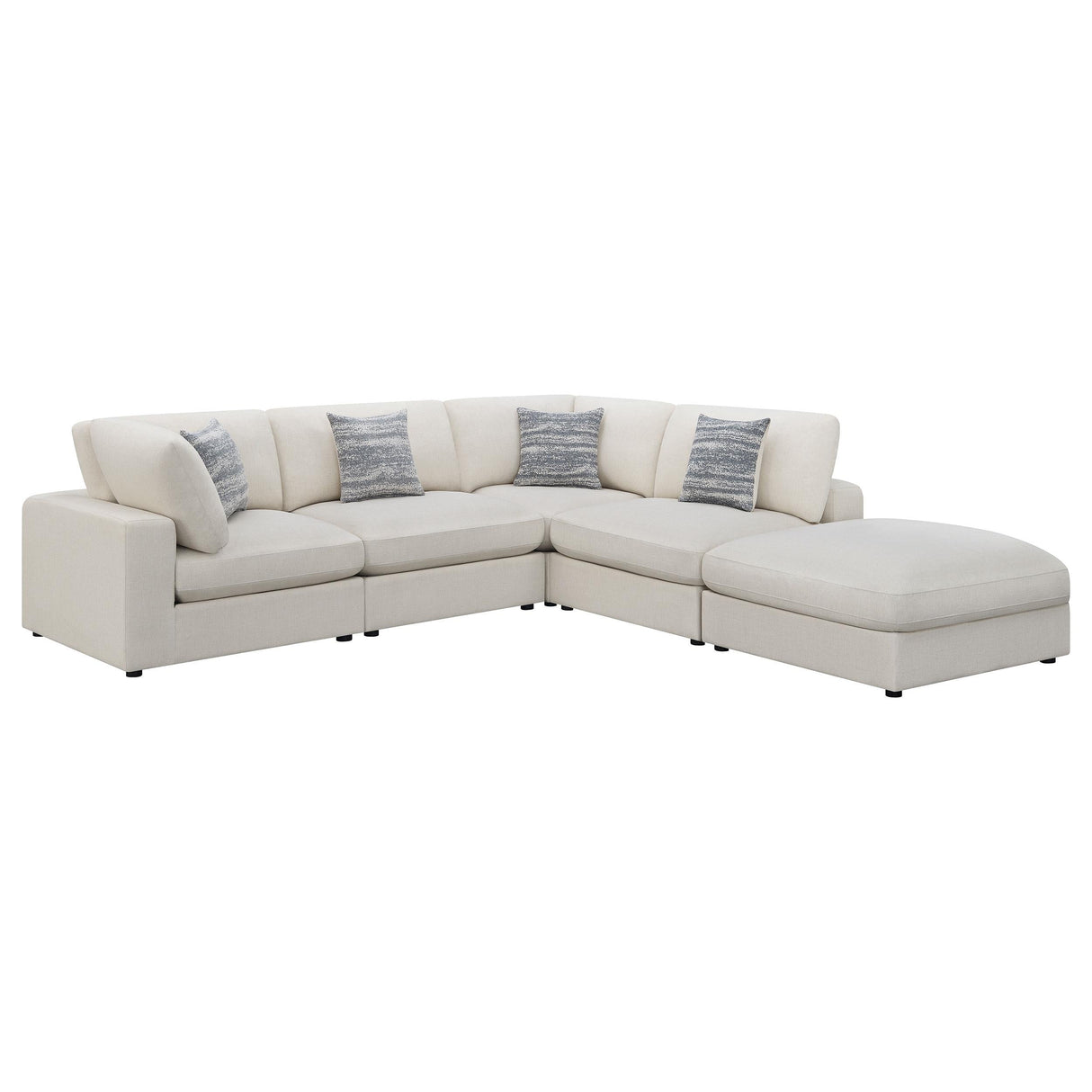 Serene Beige 4-Piece Upholstered Modular Sectional with Ottoman