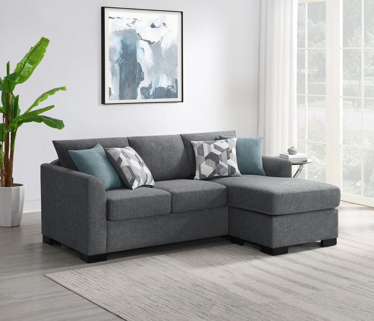 Storey Gray Upholstered Sleeper Sectional Chaise Sofa