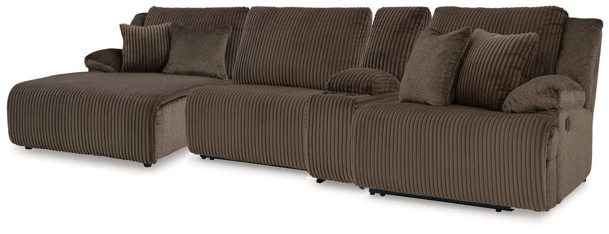 Top Tier Chocolate 4-Piece LAF Chaise Reclining Sectional