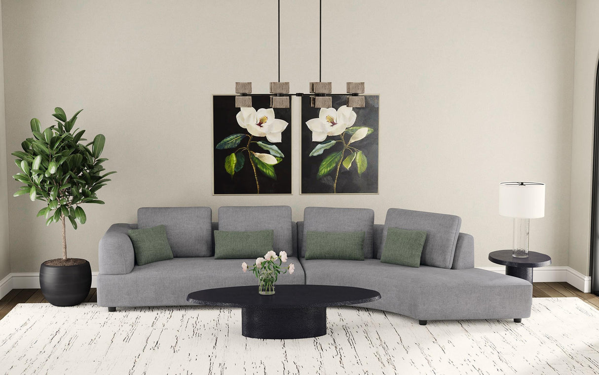 Toscano Gray 134-inch Upholstered Sectional Sofa