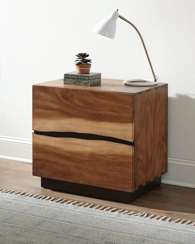 Winslow Smokey Walnut and Coffee Bean 2-Drawer Nightstand