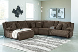 Top Tier Chocolate 6-Piece LAF Chaise Reclining Sectional
