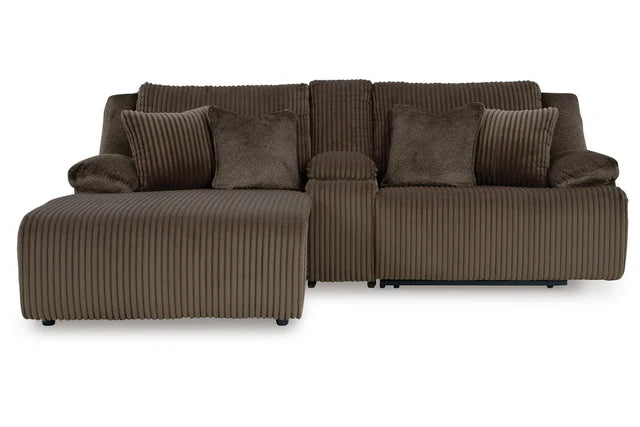Top Tier Chocolate 3-Piece LAF Chaise Reclining Sectional
