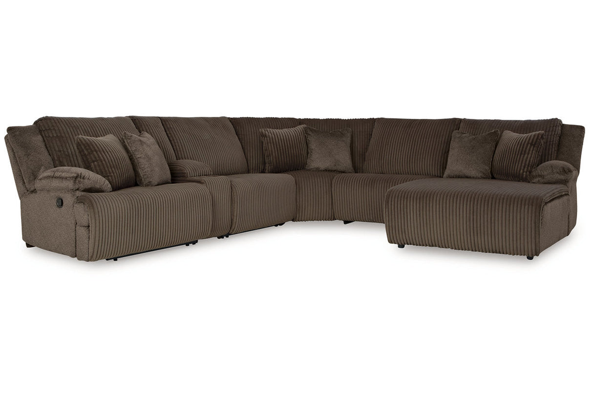 Top Tier Chocolate 6-Piece RAF Chaise Reclining Sectional