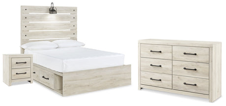 Cambeck Full Panel Bed with Storage, Dresser and Nightstand