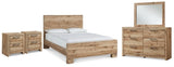 Hyanna Queen Panel Bed with Dresser, Mirror and 1 Nightstand