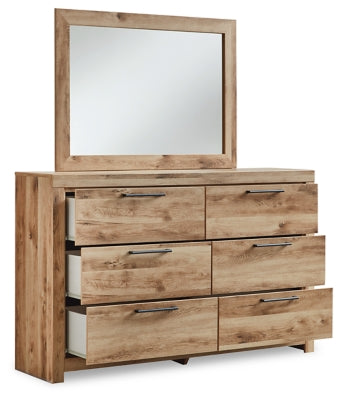 Hyanna King Panel Storage Bed with 2 Side Storage, Dresser and Mirror