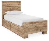Hyanna Twin Panel Bed with 2 Side Storage, Dresser and Mirror