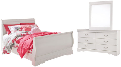 Anarasia Full Sleigh Bed with Dresser and Mirror
