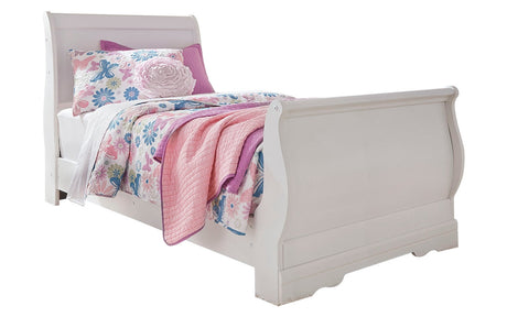 Anarasia Twin Sleigh Bed, Dresser and Mirror