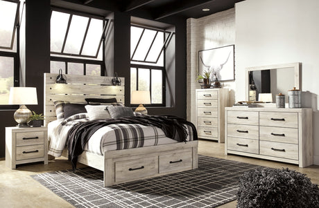 Cambeck Queen Panel Storage Bed, Dresser, Mirror and Nightstand