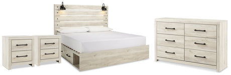 Cambeck King Panel Storage Bed, Dresser and 2 Nightstands