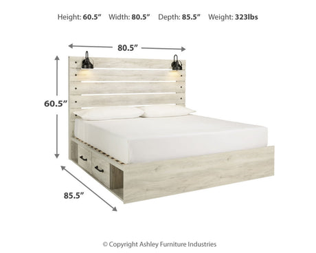 Cambeck King Panel Bed with Storage, Chest and 2 Nightstands