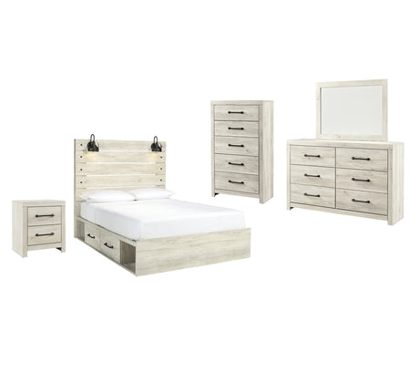 Cambeck Queen Panel Bed with Storage, Dresser, Mirror, Chest and Nightstand