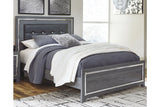 Lodanna Gray Queen LED Upholstered Panel Bed