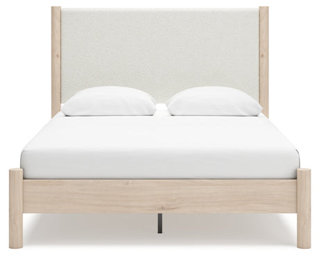 Cadmori Queen Upholstered Panel Bed, Dresser and Nightstand