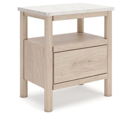 Cadmori King Upholstered Panel Bed, Dresser and Nightstand