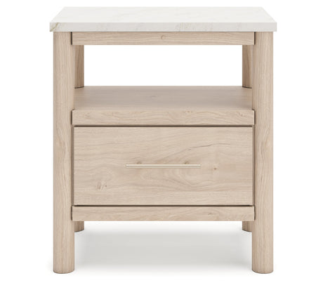 Cadmori Queen Upholstered Panel Bed, Dresser and Nightstand