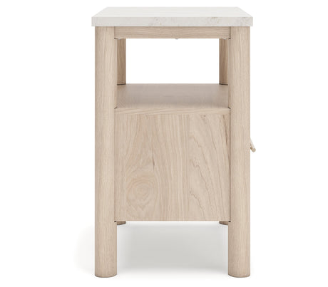 Cadmori King Upholstered Panel Bed, Dresser, Mirror and Nightstand