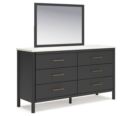 Cadmori Full Upholstered Panel Bed, Dresser and Mirror